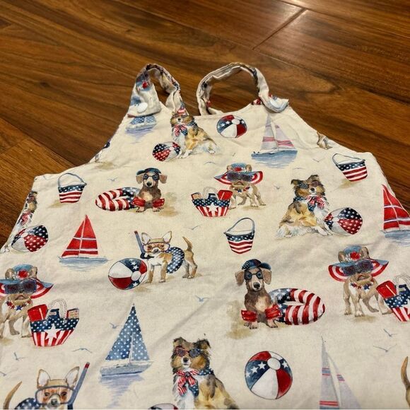4th of July USA America Dogs Celebration Beige Lightweight Overall Shorts - Picture 4 of 4